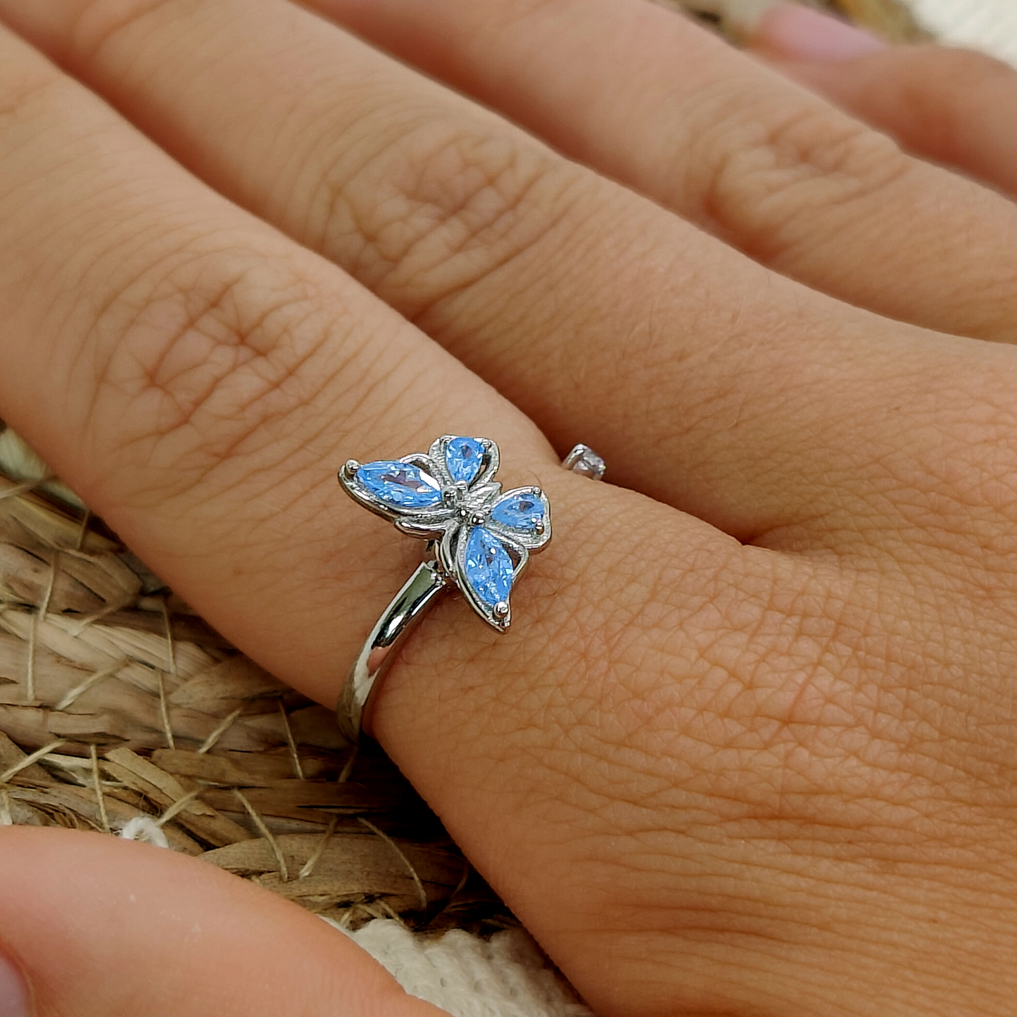 Anxiety Ring (Draairing Vlinder) Zilver plated koper