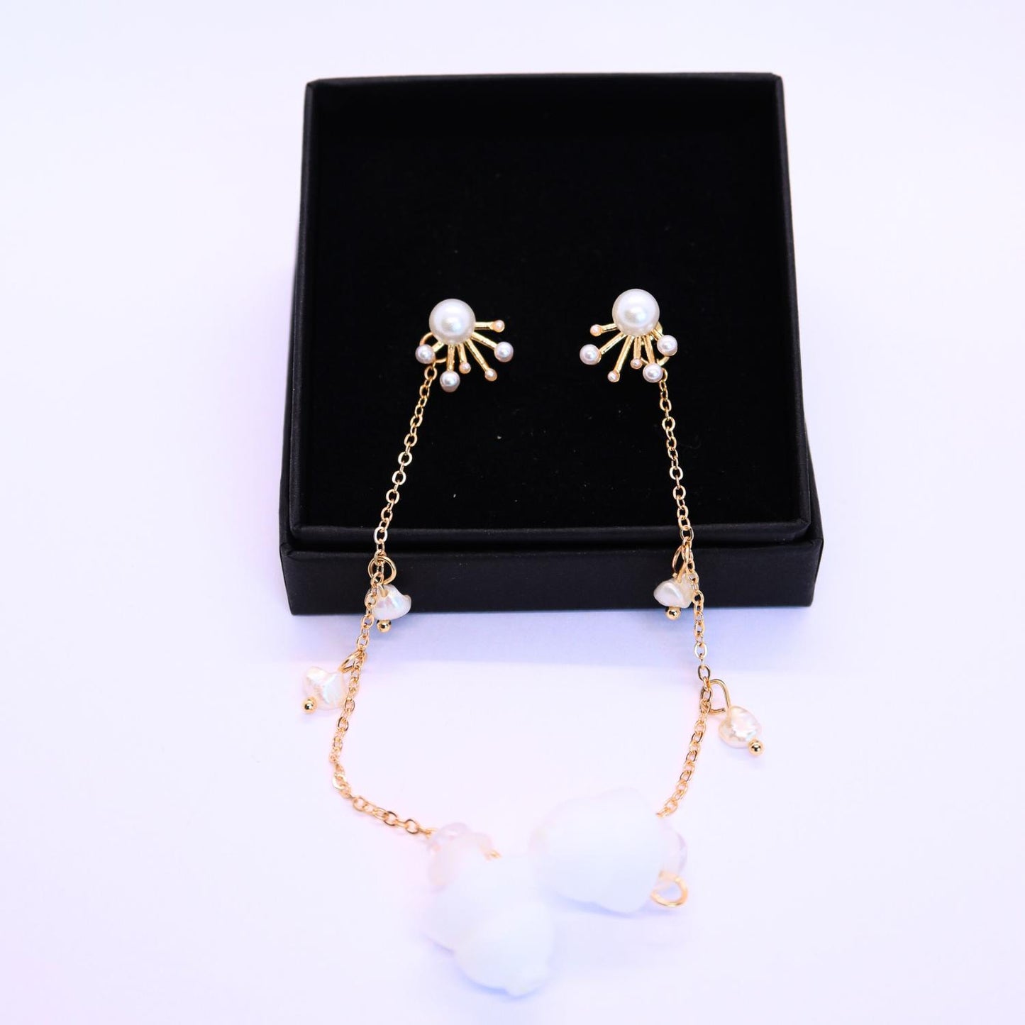 Oorbellen Voor Oordopjes (Parel) Goudkleurig in doosje