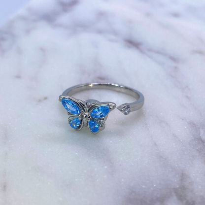 Anxiety Ring (Draairing Vlinder) Zilver plated koper