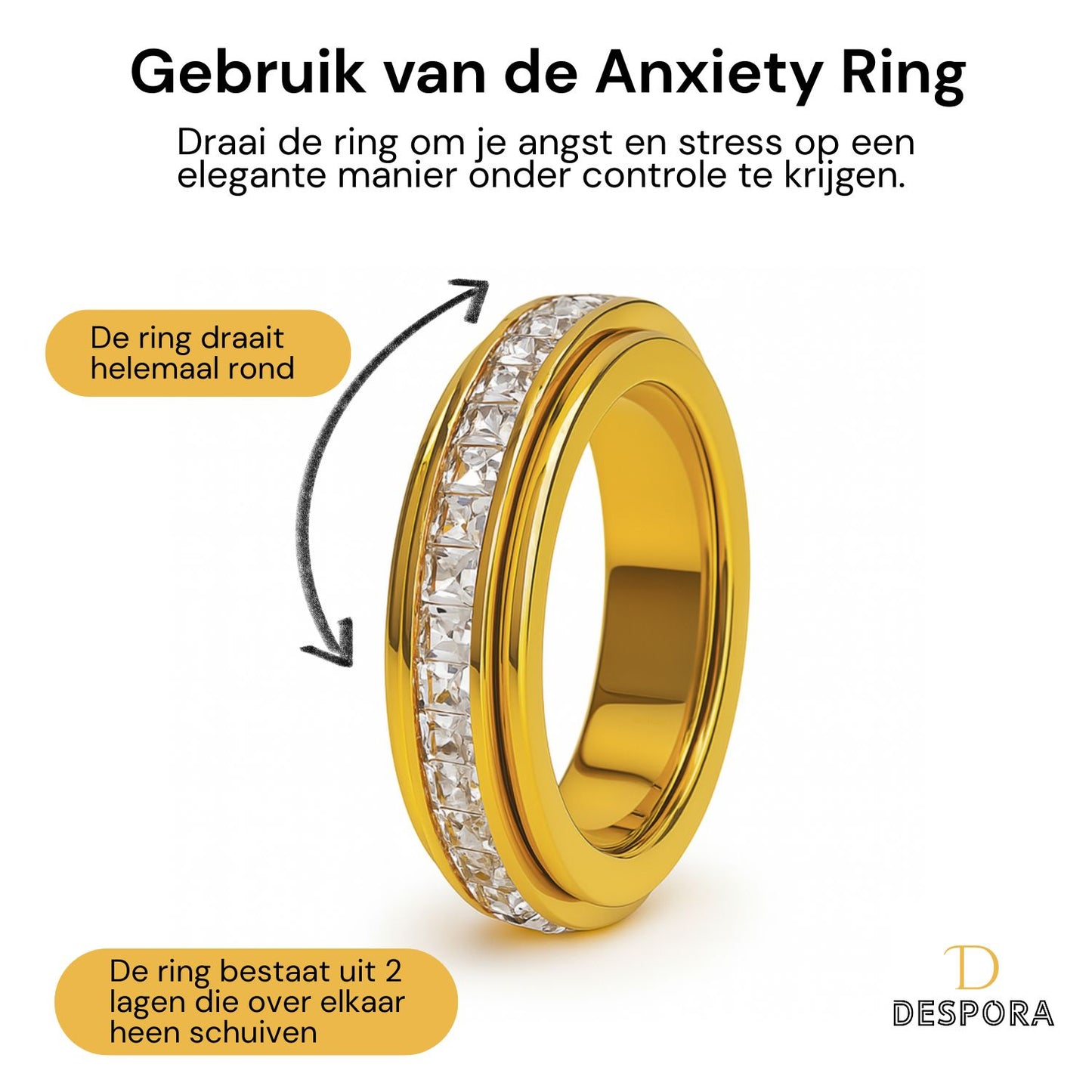 Anxiety Ring (Steentjes) Goud gebruik