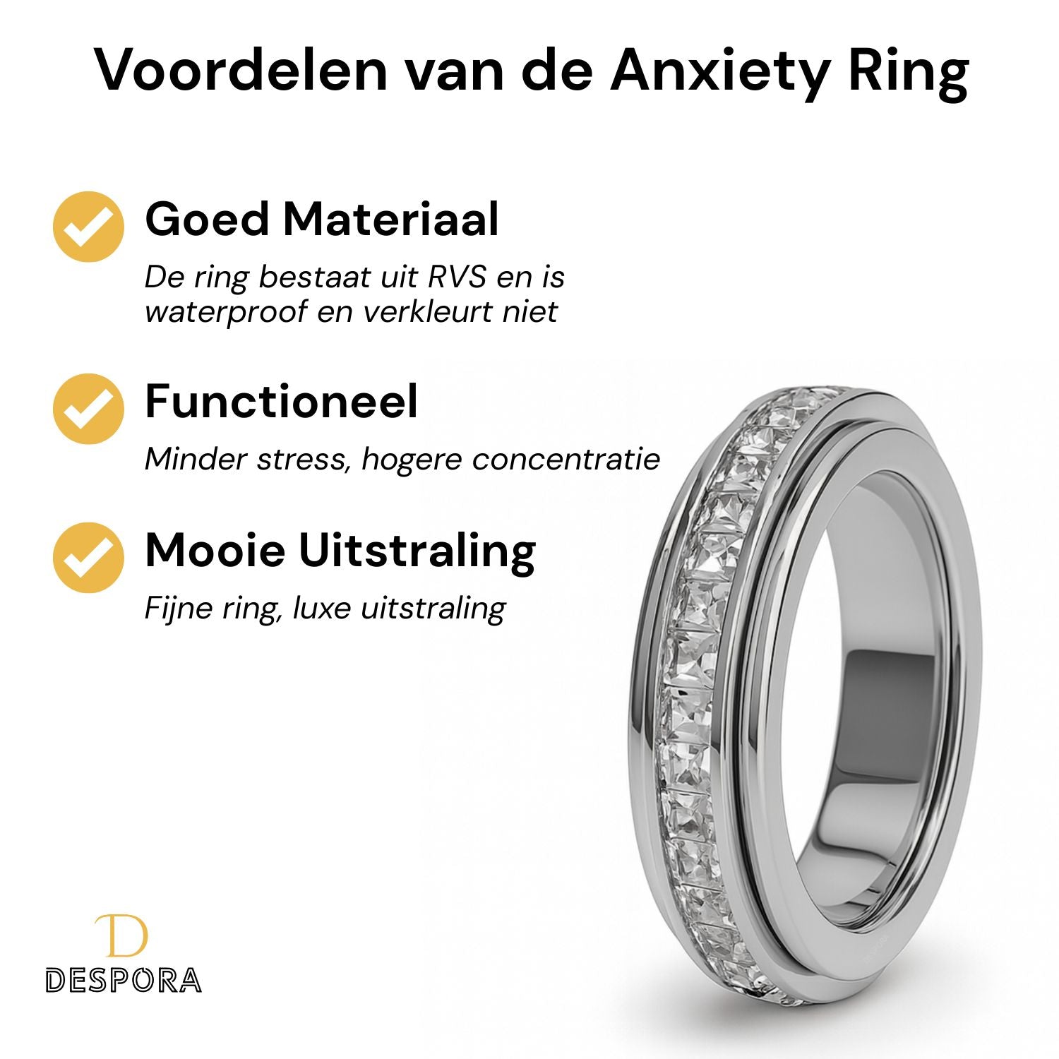 Anxiety Ring (Steentjes) Zilver voordelen