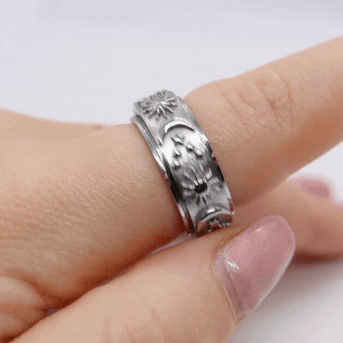 Anxiety Ring (zon maan) Zilver in beweging