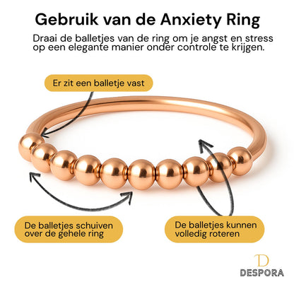 Anxiety Ring rosé goud kleurig (RVS) gebruik