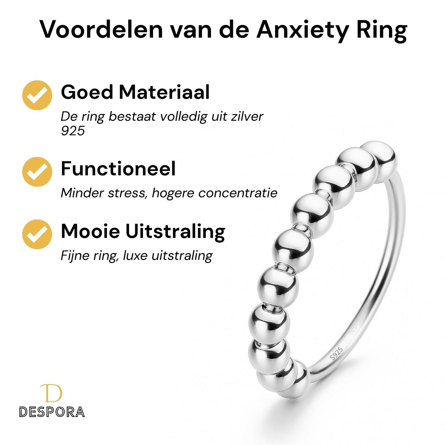 Anxiety Ring zilver 925 voordelen