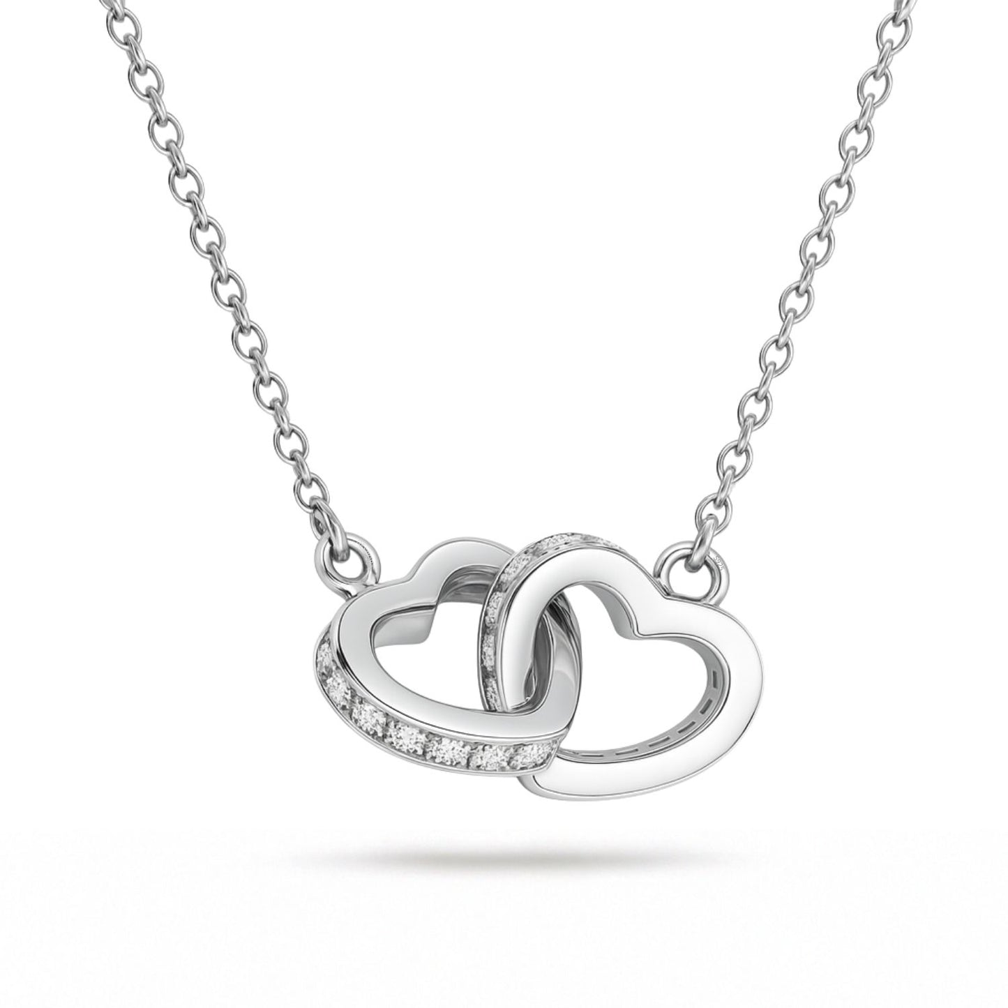 Hartjes ketting (2 hartjes) Zilver 925