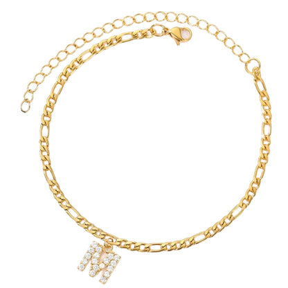 Enkelbandje goud met letter M