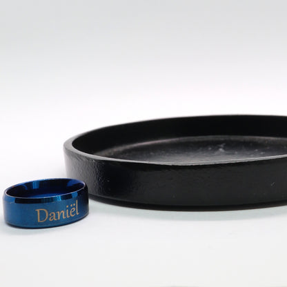 Graveerbare Ring Blauw Sfeerbeeld met gravering